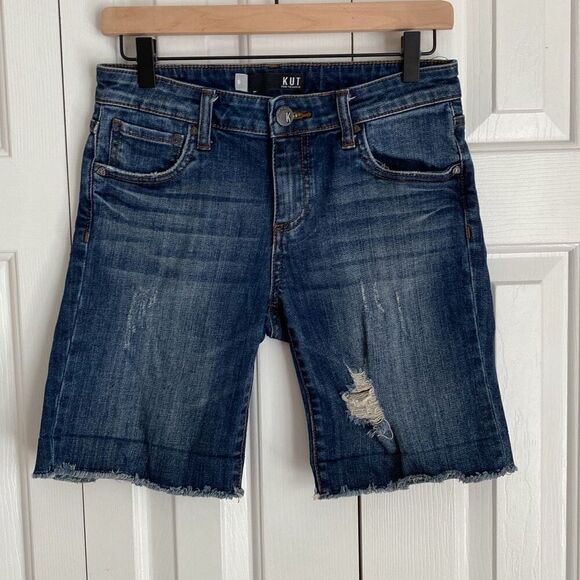 Kut from the Kloth Catherine Boyfriend Shorts Size 0‎ Raw Hem - Picture 1 of 6